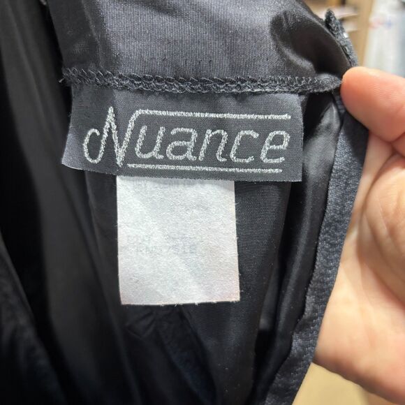 Wednesday Addams Gothic Prom Dress Black Lace 80s Vintage Nuance Ruched Size 11 - Picture 7 of 15